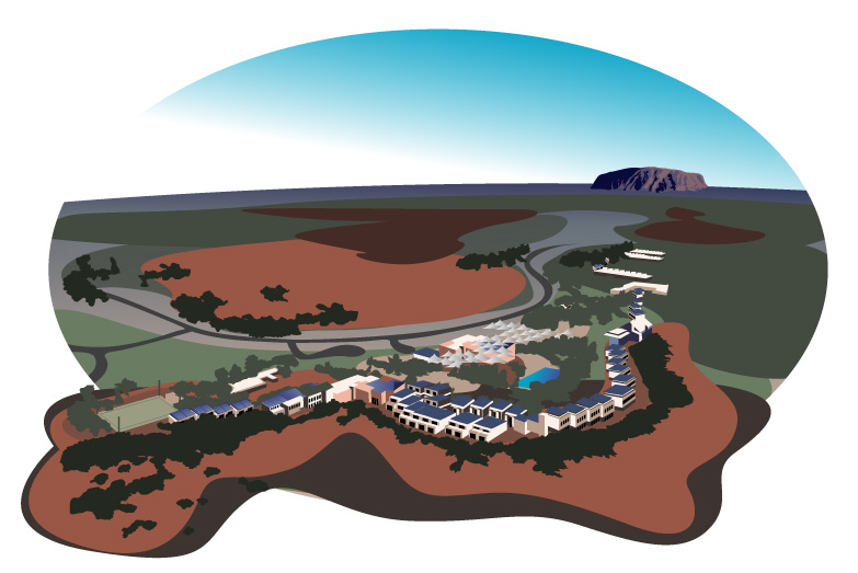 Ayers Rock Resort at Yulara the only town near Uluru 24 min (19.6 km) via Uluru Rd away- 
